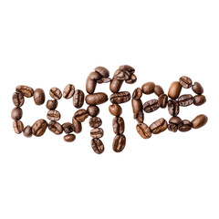 Obraz premium Coffee beans arranged to spell 