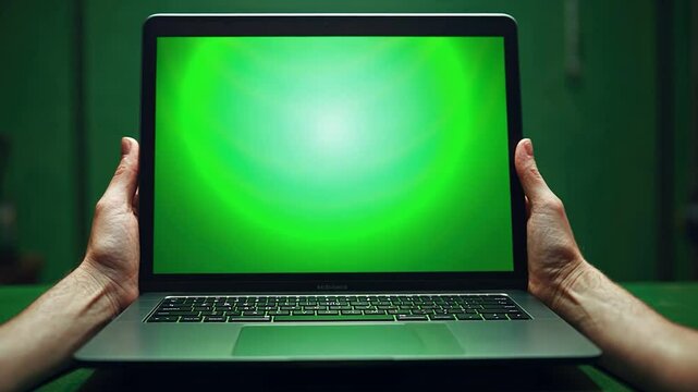 Green Screen Laptop Mockup:  Perfect for your designs!