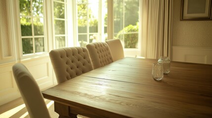 Elegant Dining Room with Warm Ambient Light