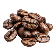 Obraz premium A close-up of a pile of rich, dark brown coffee beans, showcasing their glossy surface and unique textures.