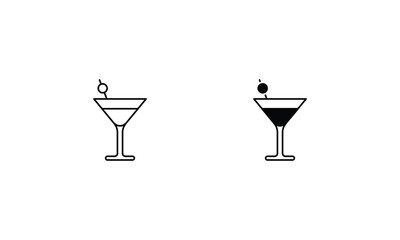 Lychee Martini icons set line and glyph vector stock illustration