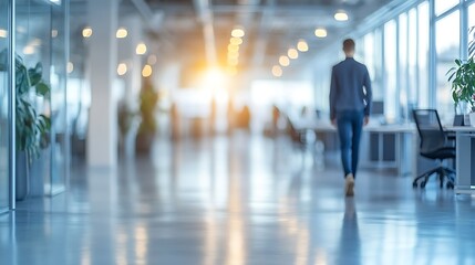 Potted Plant on Desk in Modern Office, A potted plant on a desk in a modern office with blurred background