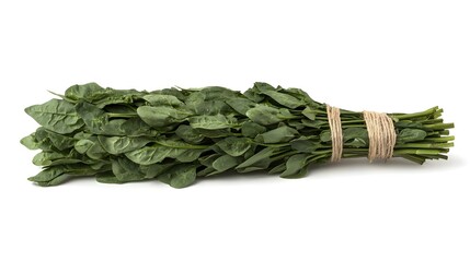 Fresh bundle of spinach isolated on a white