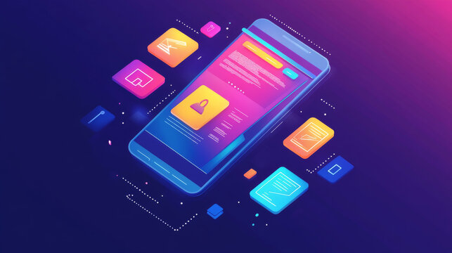 Cross platform website, app design development on laptop, phone, tablet. Technology of create software, code of mobile applications. Programming responsive layout of graphic interface, ui, ux concept.