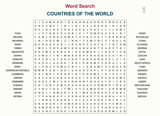 Word search puzzle game (Word find game) Countries of the World series 01