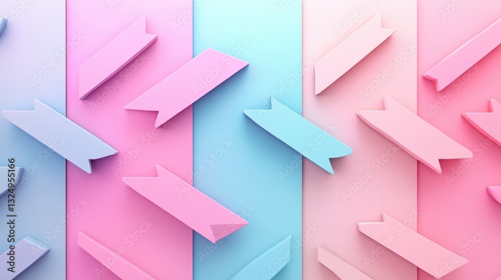 Fototapete Colorful arrows in vibrant shades create a dynamic pattern against a softly blended background, depicting movement and direction
