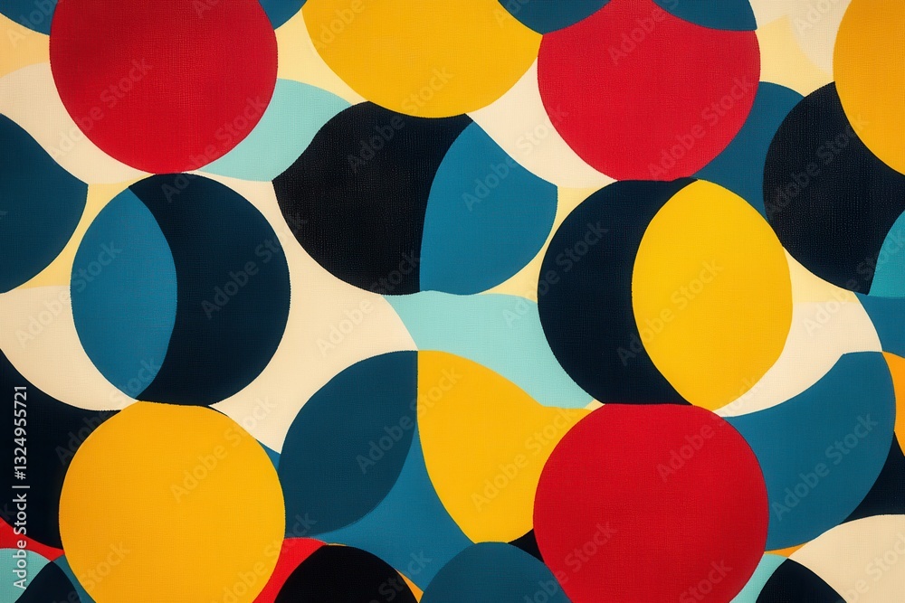 Aufkleber Geometric pattern of interlocking circles with vibrant primary colors creating a modern, eye-catching background design