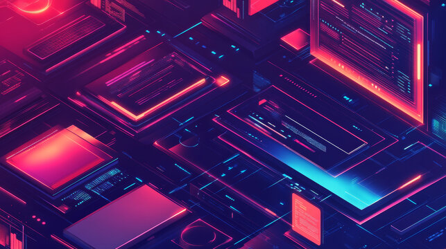 Software development for different devices. Process of optimization, debugging program or code for laptop, phone, tablet. Creation adaptive application on programming languages. computer technology.