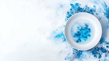 Blue Dye in Plate isolated on white background