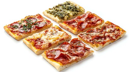Rectangle Pizza Slices Isolated on White Background