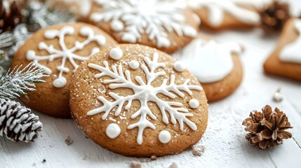 Delicious Christmas cookies on white background