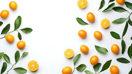 Obraz premium Cumquat or kumquat with half isolated on white