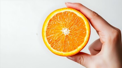 Close-up womans hand holding peeled orange