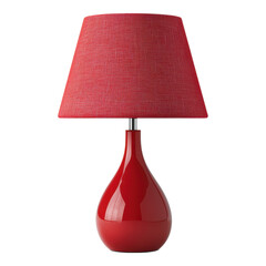 A sleek red lamp featuring a teardrop-shaped base and a textured shade.