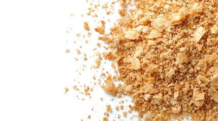 bread crumbs on white background