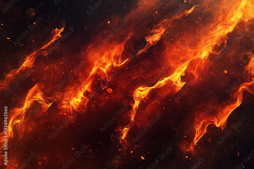Aufkleber Vibrant fire background with deep red and orange flames creating a dynamic and energetic atmosphere for creative projects and designs