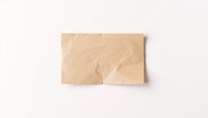 Wrinkled Crumpled Brown Paper mockup on White Background