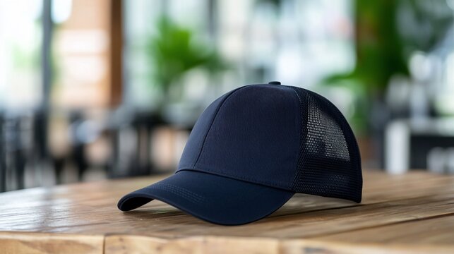 Navy Blue Baseball Cap Mockup