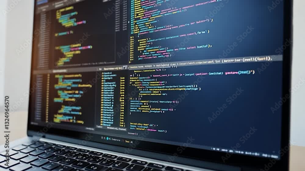 Wall mural coding on laptop, software development
