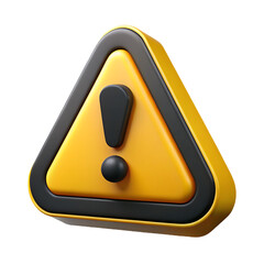 3D Warning Sign Icon with Exclamation Mark for Caution, Alert, and Hazard Notification on White...