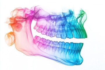 Iridescent x ray teeth image showing dental ai processing data