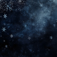 Naklejka premium Dark blue background with light blue snowflakes creating a winter wonderland atmosphere