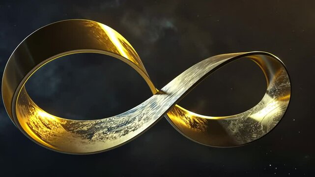 Goldene M&ouml;biusschleife mit Weltraumhintergrund