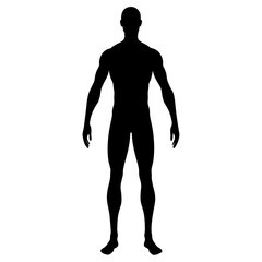 Fototapeta premium Man black silhouette vector, Simple silhouette Design vector icon with white background. Human Silhouette vector