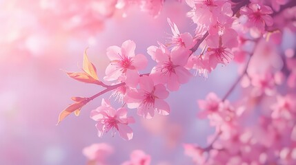 Obraz premium Beautiful cherry blossom flower at full blooming in Spring.