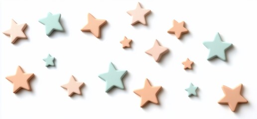 Fototapeta premium Pastel Star Shapes on White Background