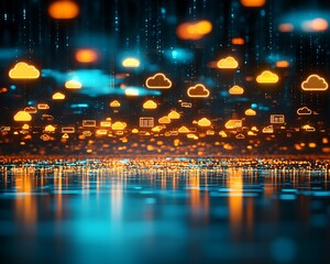 Fototapeta premium Cloud computing data visualization