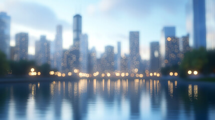 Fototapeta premium A blurred cityscape with bokeh lights, creating an urban atmosphere