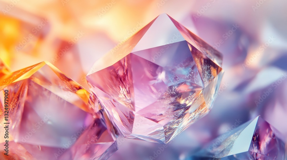 Poster colorful light refracting through various shaped crystals creates a mesmerizing visual display in a 
