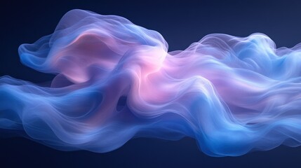 Obraz premium Ethereal Smoke Gradient pink-blue, translucent swirls on navy. Beautiful