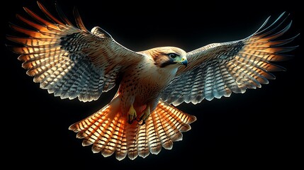 Fierce falcon captured mid-flight in golden light high resolution image