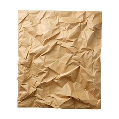 blank brown crumpled paper isolated on transparent background, png