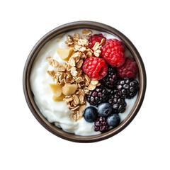 Yogurt Parfait with Berries  Granola isolated on transparent background