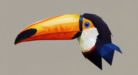Obraz premium A stylized geometric illustration featuring a large toucan bird profile