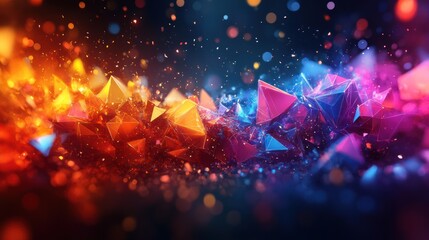 A colorful polygonal explosion, vibrant and futuristic