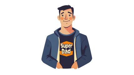 World Father’s Day PNG file transparent background – Flat design of a dad wearing a "Super Dad" T-shirt