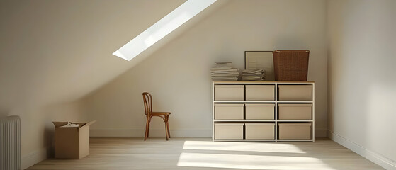 Bright Attic Room With Wooden Furniture Natural Light And Minimalist Design In Cozy Home Decor