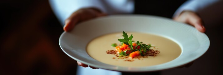 This gourmet dish is meticulously plated, showcasing vibrant ingredients and an elegant presentation that appeals to the senses and highlights culinary artistry.