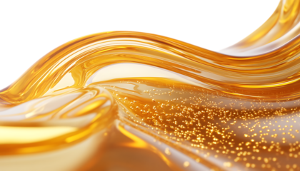 swirling wave of honey, golden reflections, highly detailed, transparent background