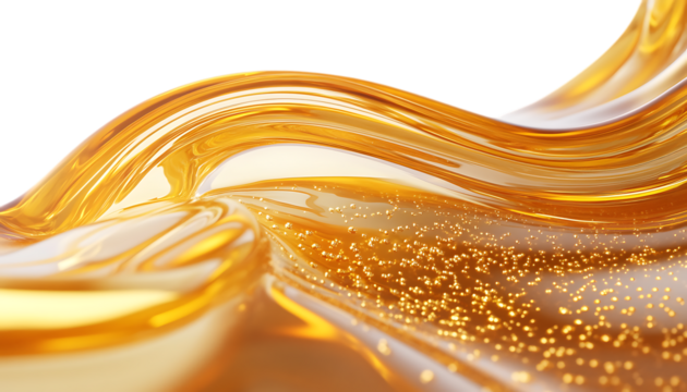 swirling wave of honey, golden reflections, highly detailed, transparent background