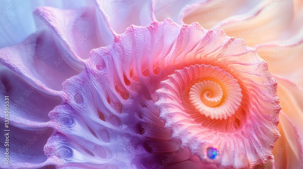 Poster Colorful abstract swirl of fabric showcasing intricate patterns and gradients reminiscent of a flower petal, evoking a sense of elegance and beauty