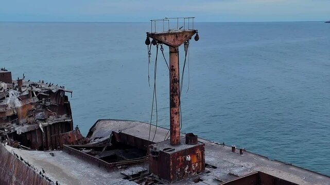 Drone footage of the MV E Evangelia shipwrecked at Costinesti on the Black Sea coast of Romania