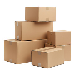 A stack of cardboard boxes of varying sizes, neatly arranged.