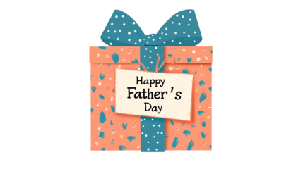 World Father’s Day PNG file transparent background – Flat illustration of a gift box with "Happy Father's Day" text