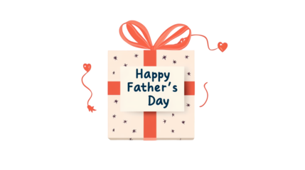 World Father’s Day PNG file transparent background – Flat illustration of a gift box with "Happy Father's Day" text