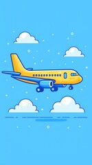 Plane Landing for Sky, Clouds, Travel.